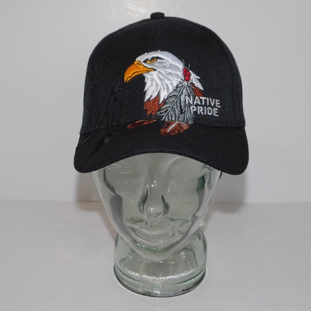Native Pride Eagle Embroidered Graphic Black Adjustable Baseball hat Cap UNUSED